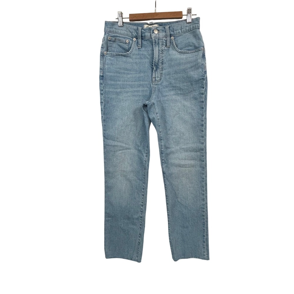 Madewell Perfect Vintage Jean Women 27 High Rise Straight Leg Light Wash Raw Hem